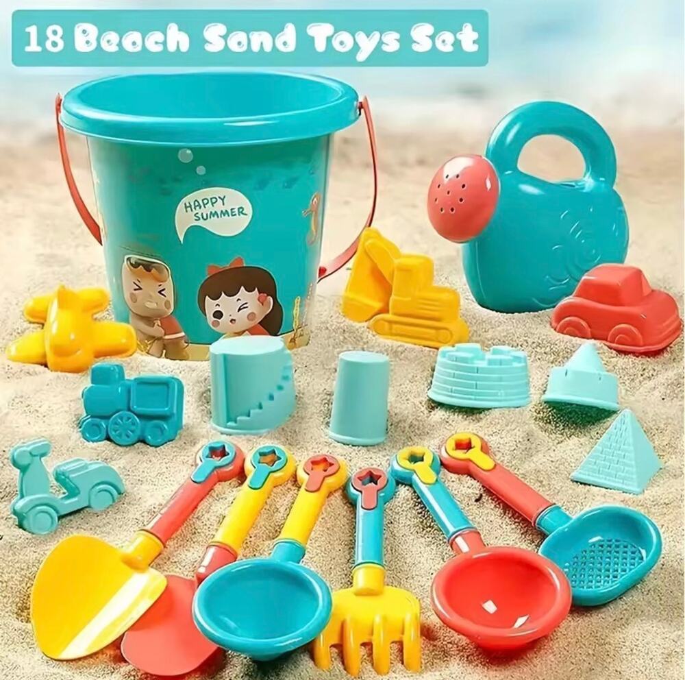 18PCS Kids Beach Sand Toy Set Bucket Shovel Molds Watering Can New